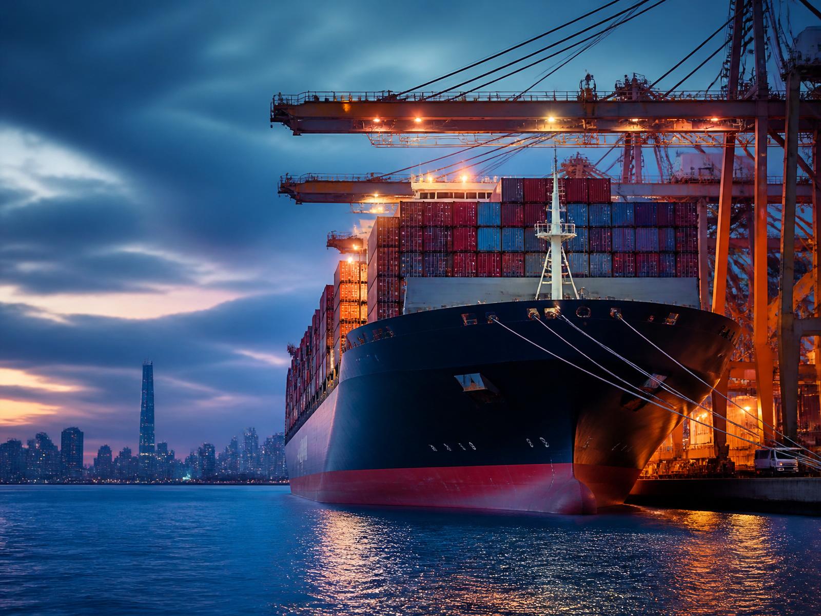 Container ship at export port
